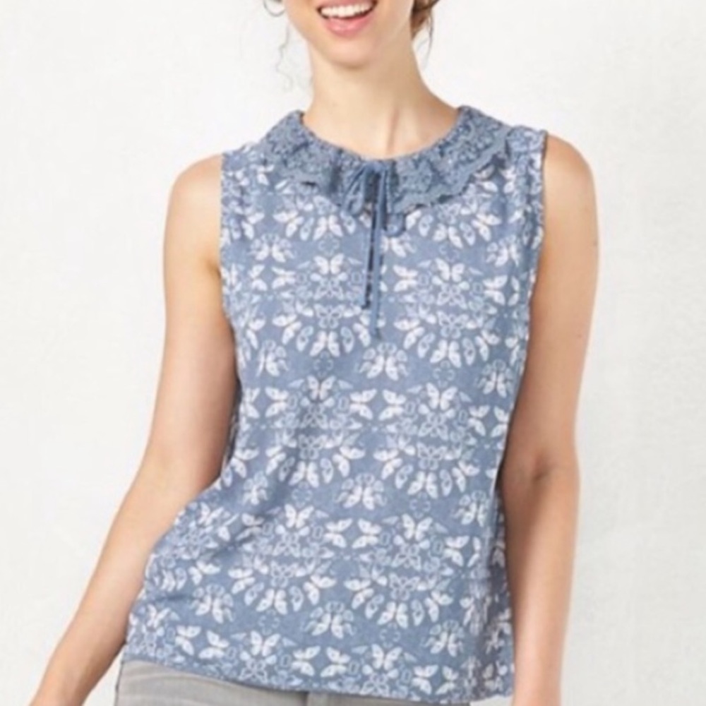 Lauren Conrad LC Embroidered Lace Sleeveless Top